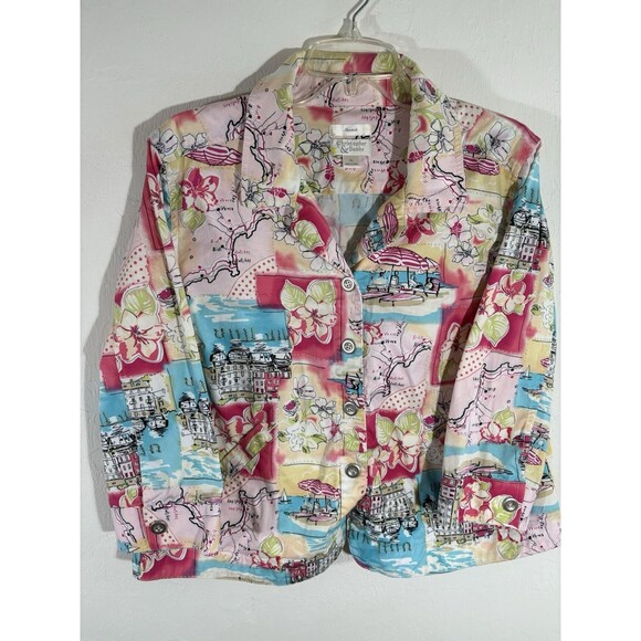 Chridtopher & Banks Tops - Christopher & Banks Women’s Travel Leisure Shirt Jacket w/Gold Buttons - Sz XL
